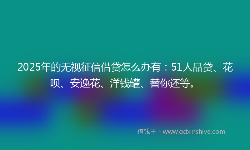 2025年的无视征信借贷怎么办有：51人品贷、花呗、安逸花、洋钱罐、替你还等。