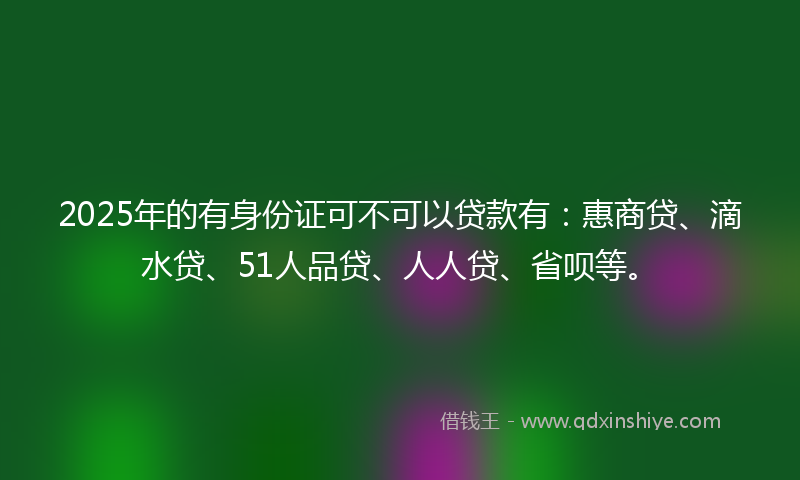 2025年的有身份证可不可以贷款有：惠商贷、滴水贷、51人品贷、人人贷、省呗等。