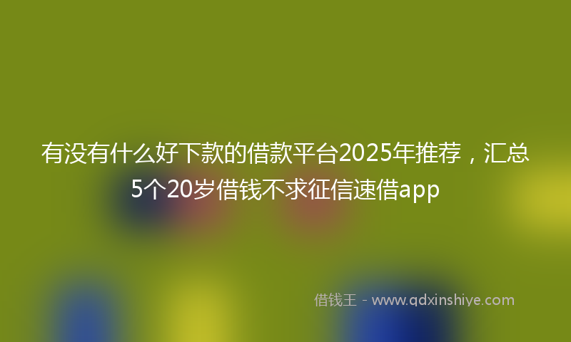 有没有什么好下款的借款平台2025年推荐，汇总5个20岁借钱不求征信速借app