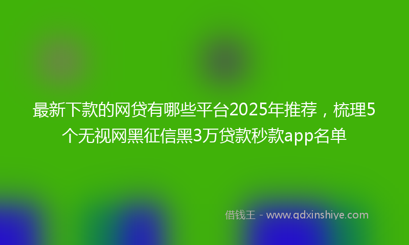 最新下款的网贷有哪些平台2025年推荐，梳理5个无视网黑征信黑3万贷款秒款app名单