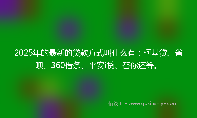 2025年的最新的贷款方式叫什么有：柯基贷、省呗、360借条、平安i贷、替你还等。