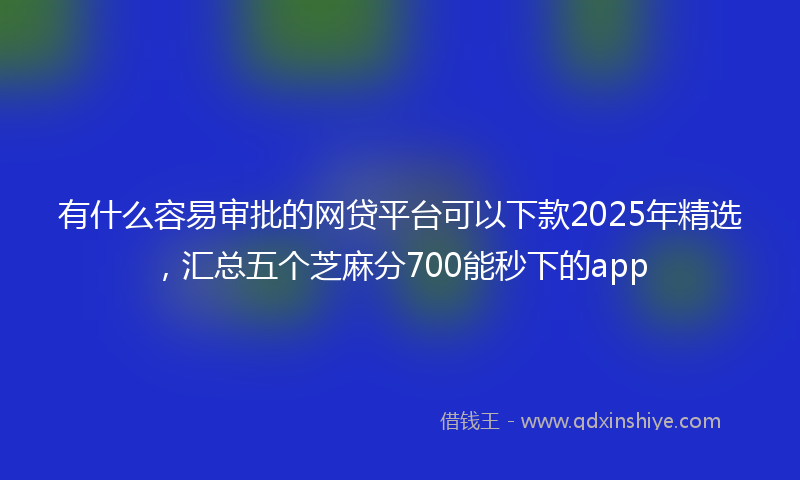 有什么容易审批的网贷平台可以下款2025年精选，汇总五个芝麻分700能秒下的app