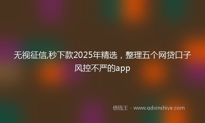 无视征信,秒下款2025年精选，整理五个网贷口子风控不严的app