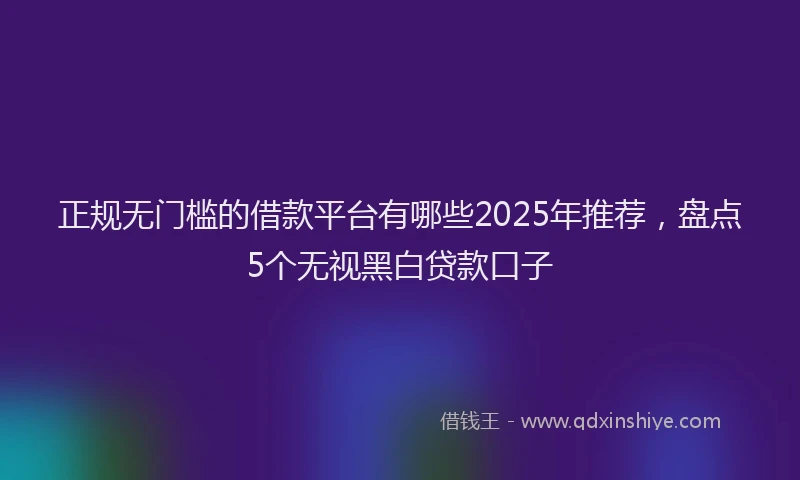 正规无门槛的借款平台有哪些2025年推荐，盘点5个无视黑白贷款口子
