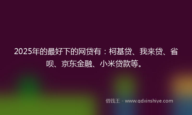2025年的最好下的网贷有：柯基贷、我来贷、省呗、京东金融、小米贷款等。