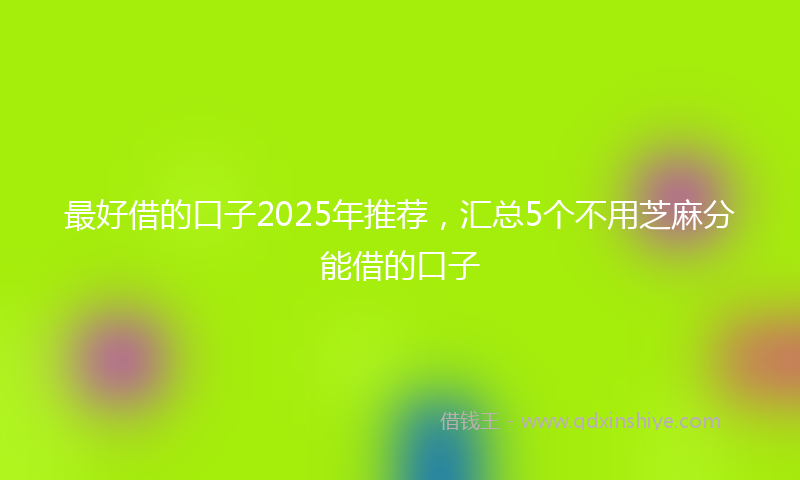 最好借的口子2025年推荐，汇总5个不用芝麻分能借的口子