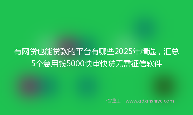 有网贷也能贷款的平台有哪些2025年精选，汇总5个急用钱5000快审快贷无需征信软件