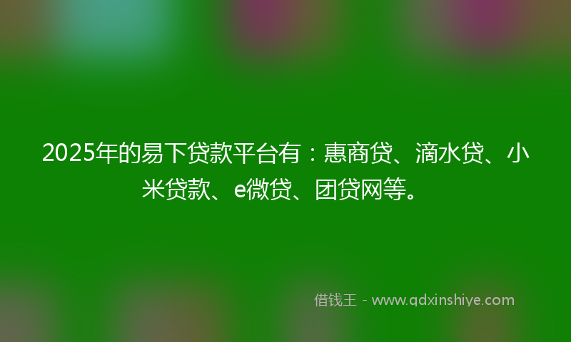 2025年的易下贷款平台有：惠商贷、滴水贷、小米贷款、e微贷、团贷网等。