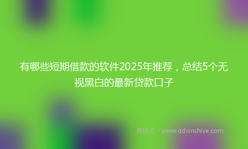 有哪些短期借款的软件2025年推荐，总结5个无视黑白的最新贷款口子