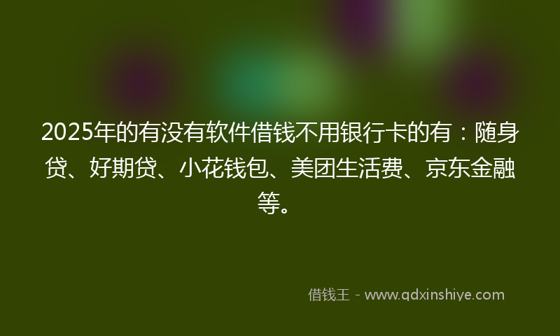 2025年的有没有软件借钱不用银行卡的有：随身贷、好期贷、小花钱包、美团生活费、京东金融等。