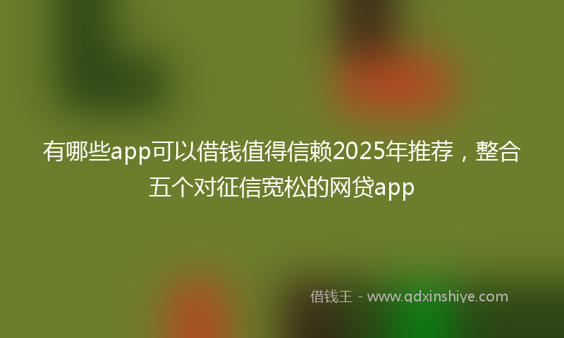 有哪些app可以借钱值得信赖2025年推荐，整合五个对征信宽松的网贷app