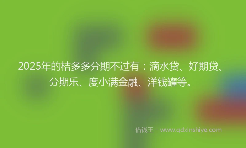2025年的桔多多分期不过有：滴水贷、好期贷、分期乐、度小满金融、洋钱罐等。