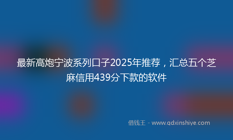 最新高炮宁波系列口子2025年推荐，汇总五个芝麻信用439分下款的软件
