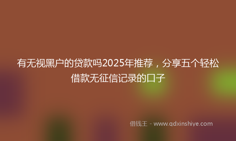 有无视黑户的贷款吗2025年推荐，分享五个轻松借款无征信记录的口子