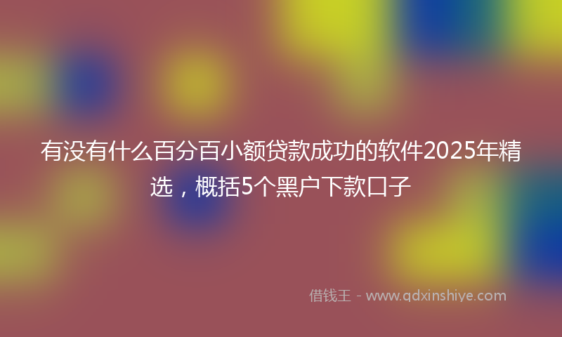 有没有什么百分百小额贷款成功的软件2025年精选，概括5个黑户下款口子