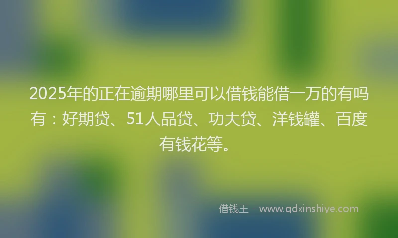 2025年的正在逾期哪里可以借钱能借一万的有吗有：好期贷、51人品贷、功夫贷、洋钱罐、百度有钱花等。
