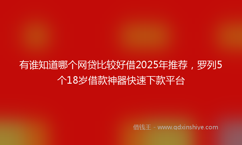 有谁知道哪个网贷比较好借2025年推荐，罗列5个18岁借款神器快速下款平台