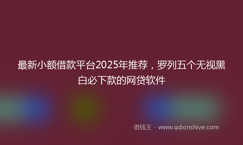 最新小额借款平台2025年推荐，罗列五个无视黑白必下款的网贷软件