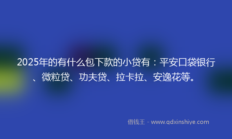 2025年的有什么包下款的小贷有：平安口袋银行、微粒贷、功夫贷、拉卡拉、安逸花等。