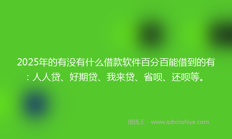 2025年的有没有什么借款软件百分百能借到的有：人人贷、好期贷、我来贷、省呗、还呗等。