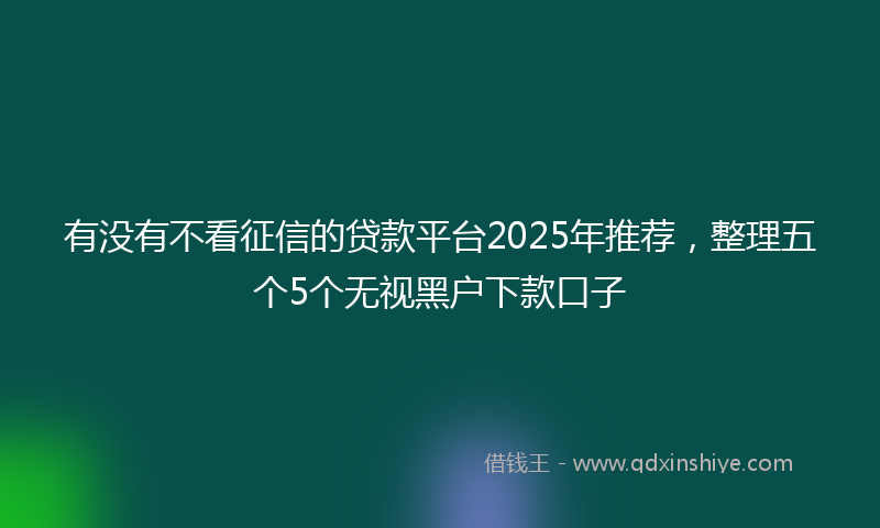 有没有不看征信的贷款平台2025年推荐，整理五个5个无视黑户下款口子