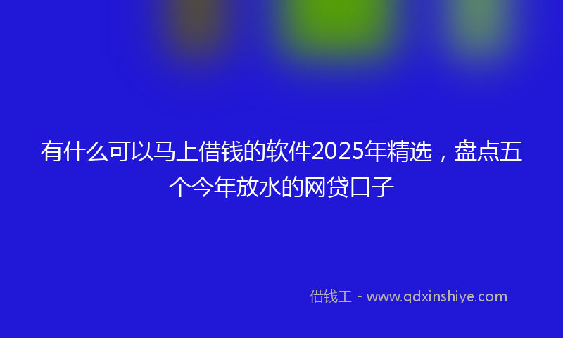 有什么可以马上借钱的软件2025年精选，盘点五个今年放水的网贷口子
