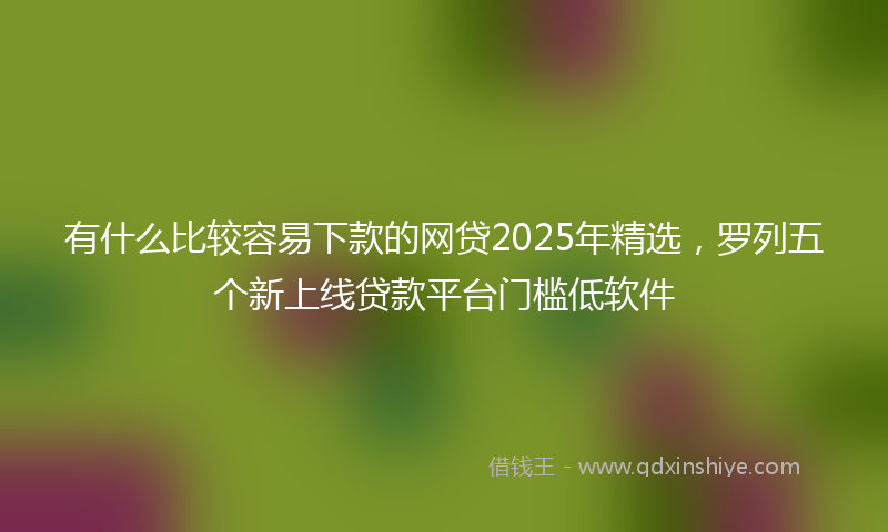有什么比较容易下款的网贷2025年精选，罗列五个新上线贷款平台门槛低软件