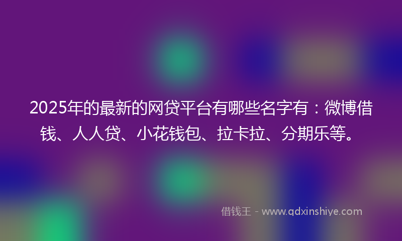 2025年的最新的网贷平台有哪些名字有：微博借钱、人人贷、小花钱包、拉卡拉、分期乐等。