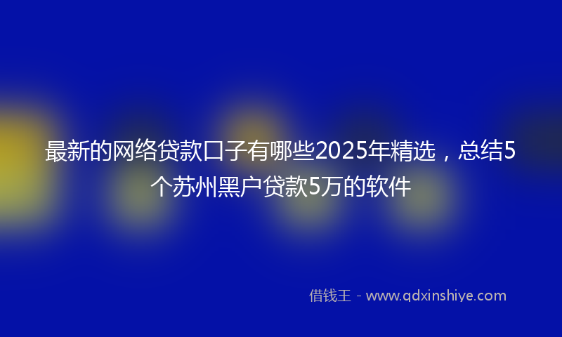 最新的网络贷款口子有哪些2025年精选，总结5个苏州黑户贷款5万的软件
