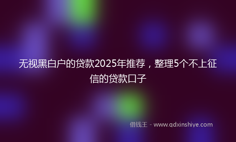 无视黑白户的贷款2025年推荐，整理5个不上征信的贷款口子