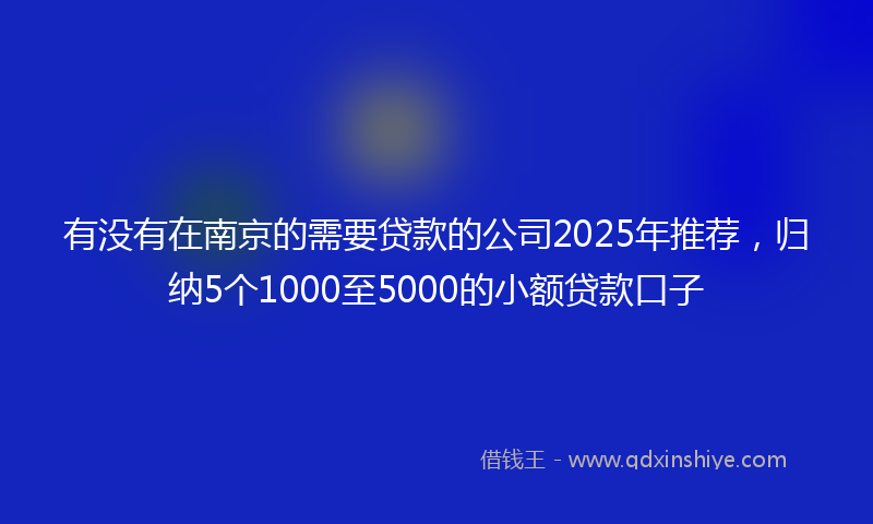 有没有在南京的需要贷款的公司2025年推荐，归纳5个1000至5000的小额贷款口子