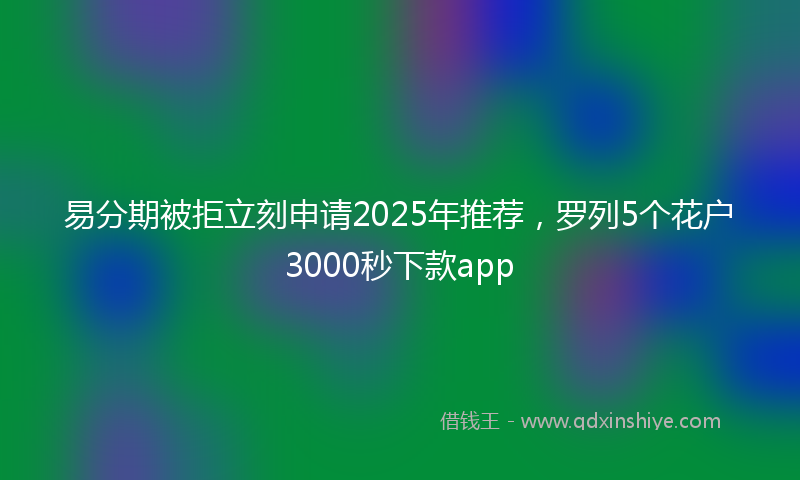 易分期被拒立刻申请2025年推荐，罗列5个花户3000秒下款app
