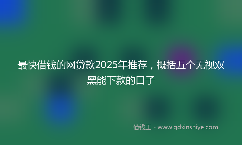 最快借钱的网贷款2025年推荐，概括五个无视双黑能下款的口子