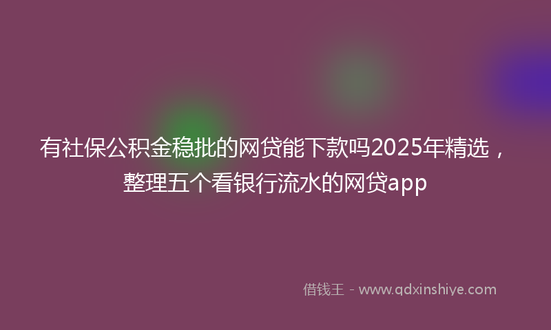 有社保公积金稳批的网贷能下款吗2025年精选，整理五个看银行流水的网贷app