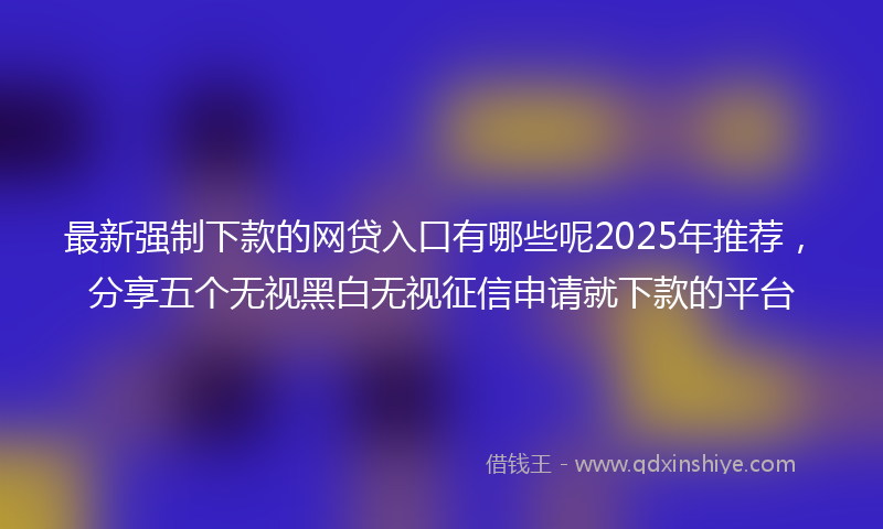 最新强制下款的网贷入口有哪些呢2025年推荐，分享五个无视黑白无视征信申请就下款的平台