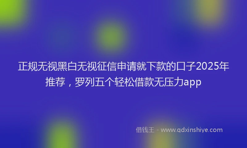 正规无视黑白无视征信申请就下款的口子2025年推荐，罗列五个轻松借款无压力app