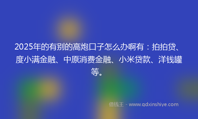 2025年的有别的高炮口子怎么办啊有：拍拍贷、度小满金融、中原消费金融、小米贷款、洋钱罐等。
