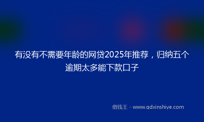有没有不需要年龄的网贷2025年推荐，归纳五个逾期太多能下款口子