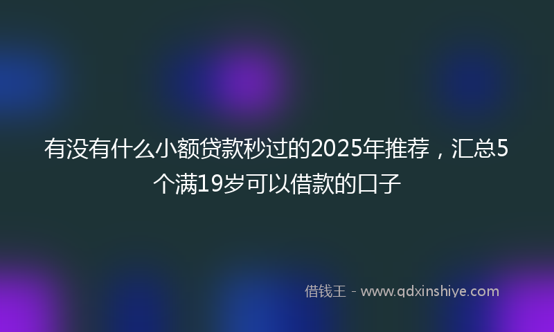 有没有什么小额贷款秒过的2025年推荐，汇总5个满19岁可以借款的口子