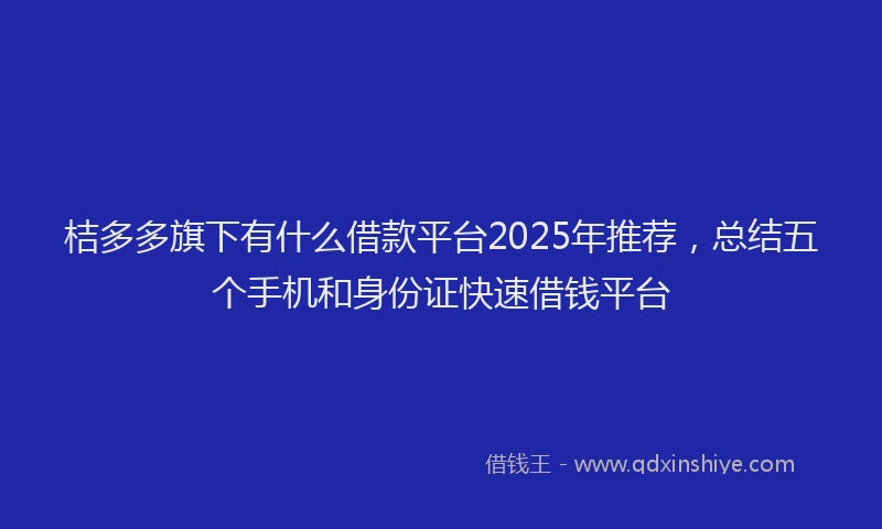 桔多多旗下有什么借款平台2025年推荐，总结五个手机和身份证快速借钱平台
