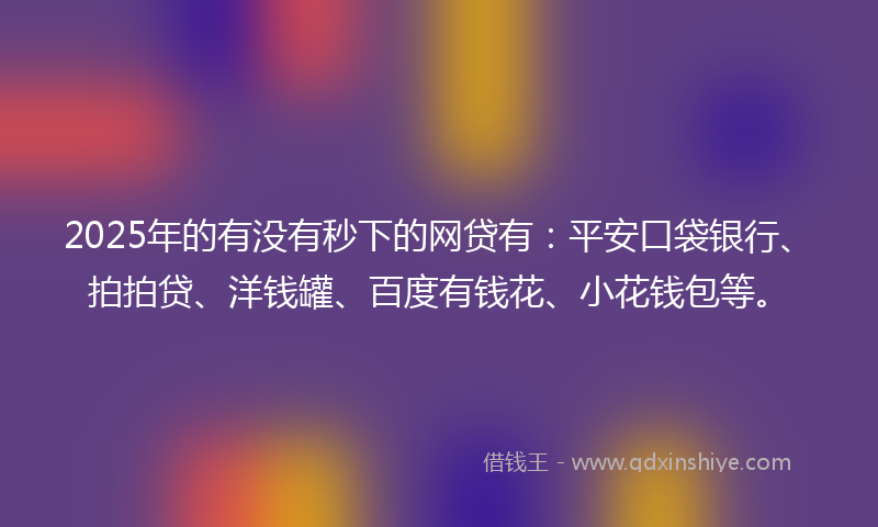 2025年的有没有秒下的网贷有：平安口袋银行、拍拍贷、洋钱罐、百度有钱花、小花钱包等。