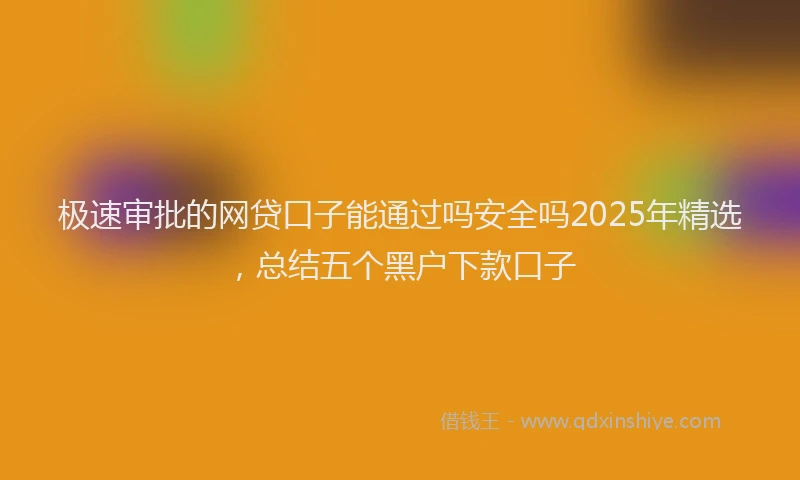 极速审批的网贷口子能通过吗安全吗2025年精选，总结五个黑户下款口子