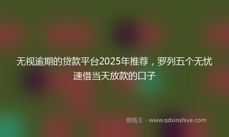 无视逾期的贷款平台2025年推荐，罗列五个无忧速借当天放款的口子