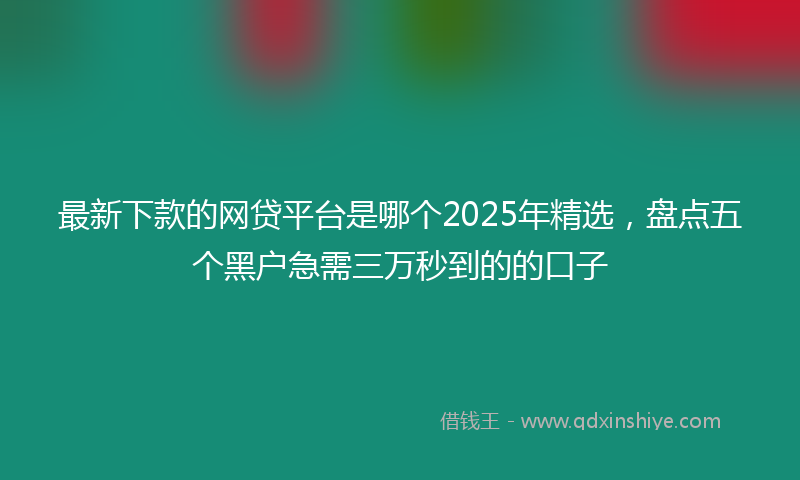 最新下款的网贷平台是哪个2025年精选，盘点五个黑户急需三万秒到的的口子