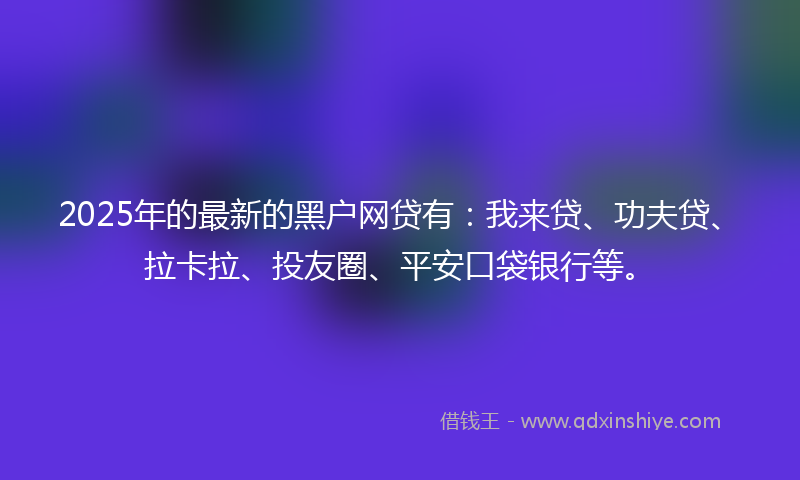 2025年的最新的黑户网贷有：我来贷、功夫贷、拉卡拉、投友圈、平安口袋银行等。
