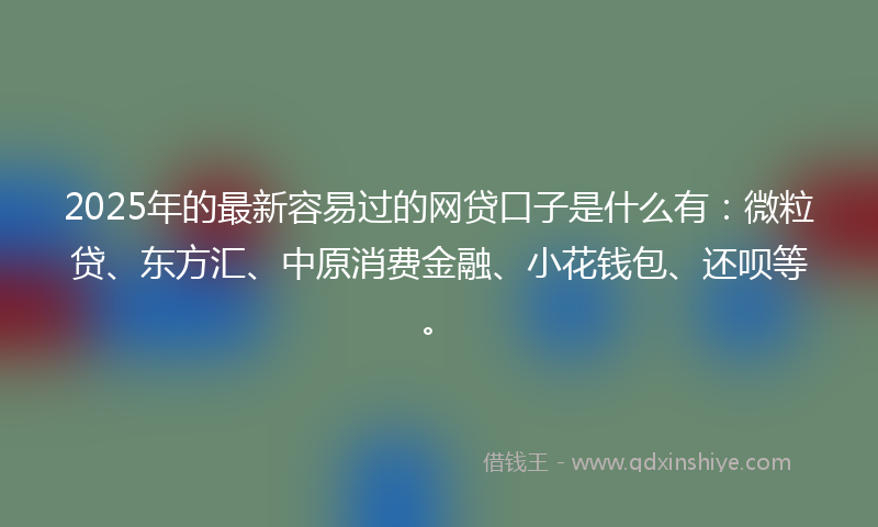 2025年的最新容易过的网贷口子是什么有：微粒贷、东方汇、中原消费金融、小花钱包、还呗等。
