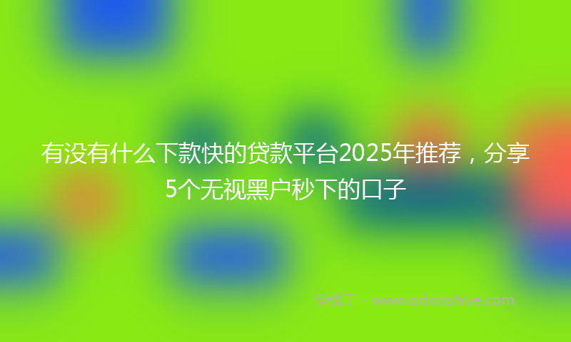 有没有什么下款快的贷款平台2025年推荐，分享5个无视黑户秒下的口子