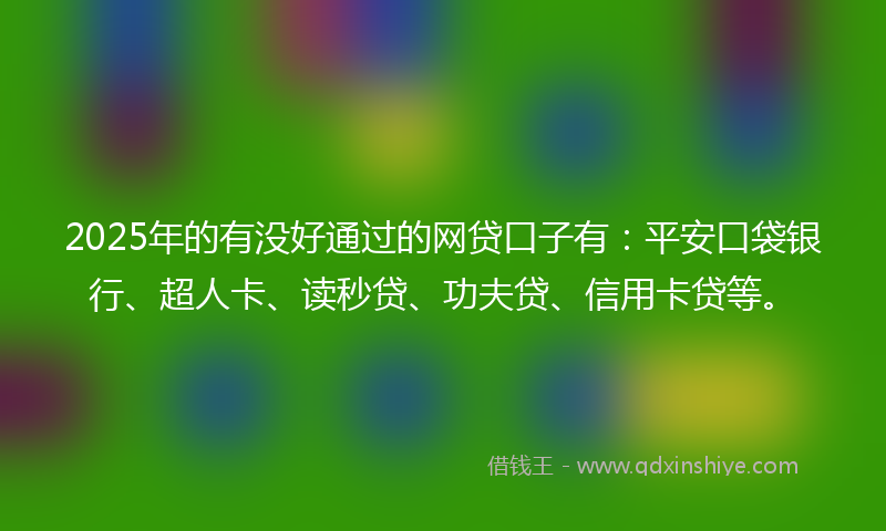 2025年的有没好通过的网贷口子有：平安口袋银行、超人卡、读秒贷、功夫贷、信用卡贷等。