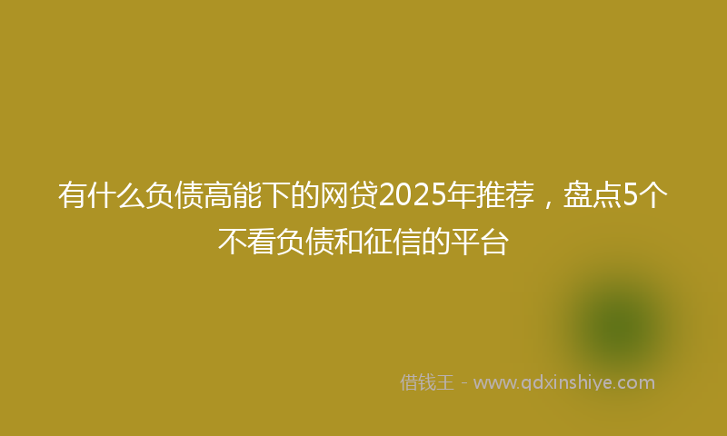 有什么负债高能下的网贷2025年推荐，盘点5个不看负债和征信的平台