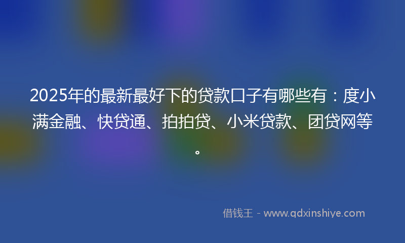 2025年的最新最好下的贷款口子有哪些有：度小满金融、快贷通、拍拍贷、小米贷款、团贷网等。